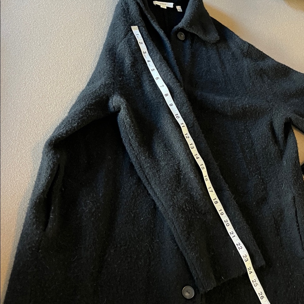 Vince Black Long Wool Blend Coat Minimalist Button Front Luxury Outerwear - Picture 14 of 14